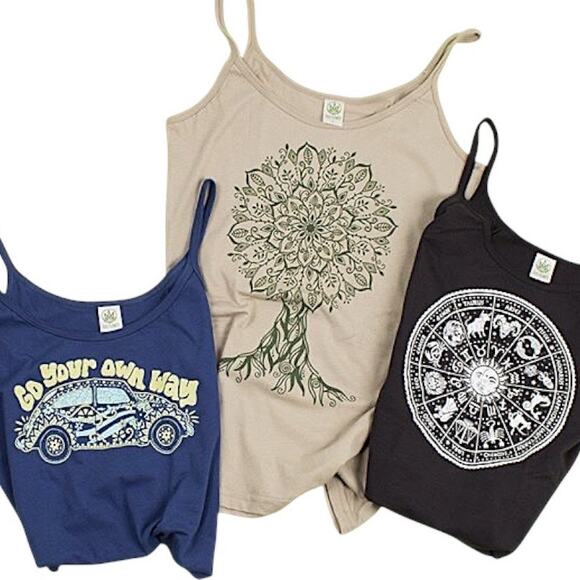 Soul Flower Tops - Soul Flower womens beige small tank top tree mandala eco-friendly hippie Boho